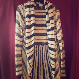 Black and white striped cardigan
